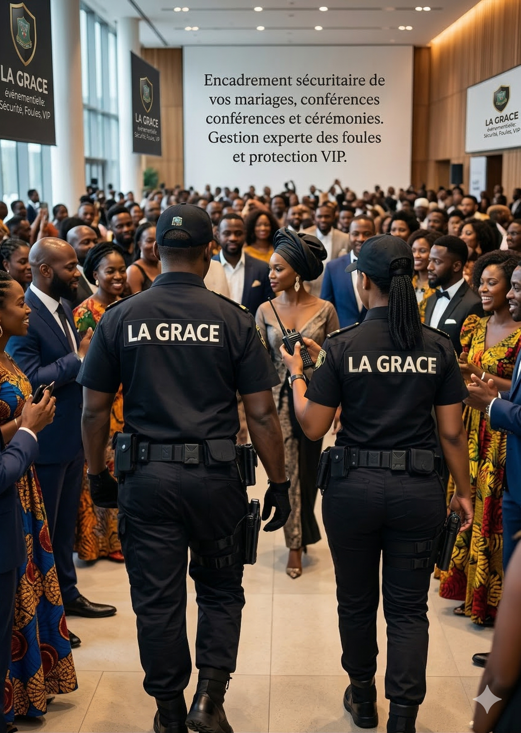 Service de sécurité événementielle avec agents filtrant les invités